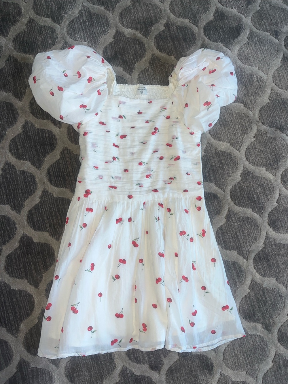 abercrombie kids White Cherry Puff-Sleeve Dress